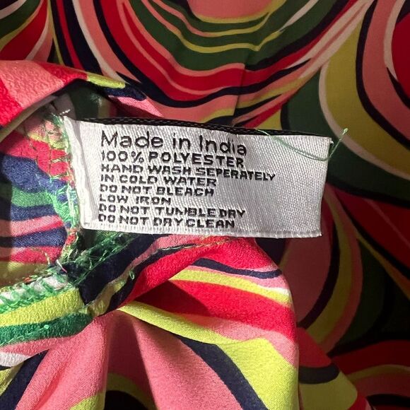 Buckhead Bettie’s blouse v neck tie band at arm bright colors swirl size S - Picture 2 of 6